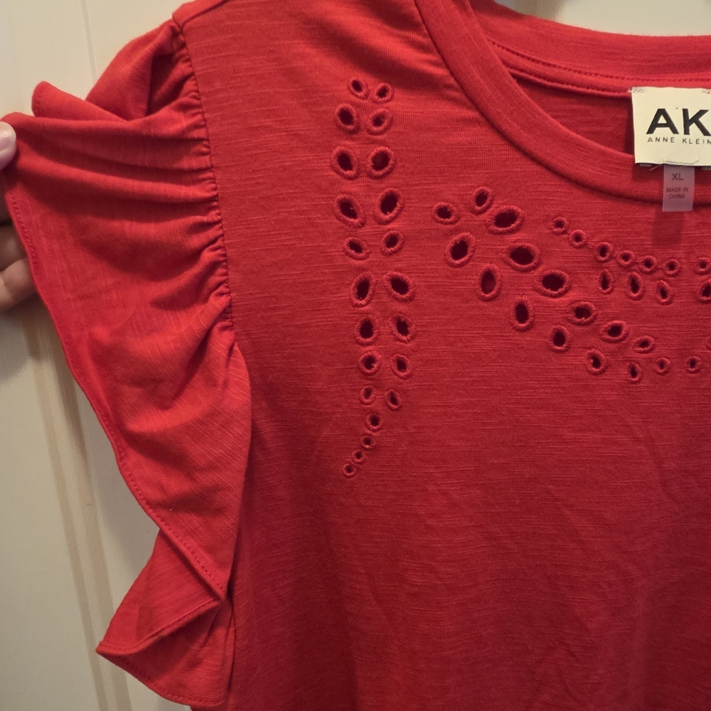 Red Ruffled Sleeve Top - Picture 3 of 7